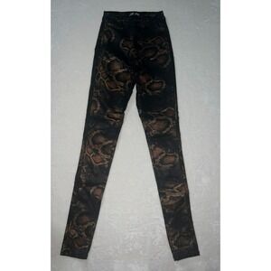 JC & JQ Metallic Snakeskin Print High Waisted Skinny Jeans Black Copper